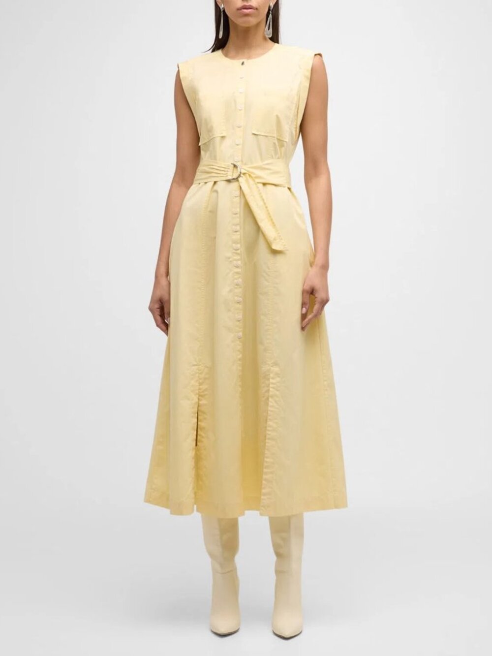 Derek Lam 10 Crosby Karina Cap Sleeve Midi Shirt Dress buttermilk sz 6 like new